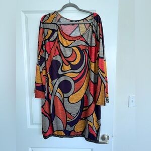 MSK Multicolor Abstract Bell Sleeves Dress